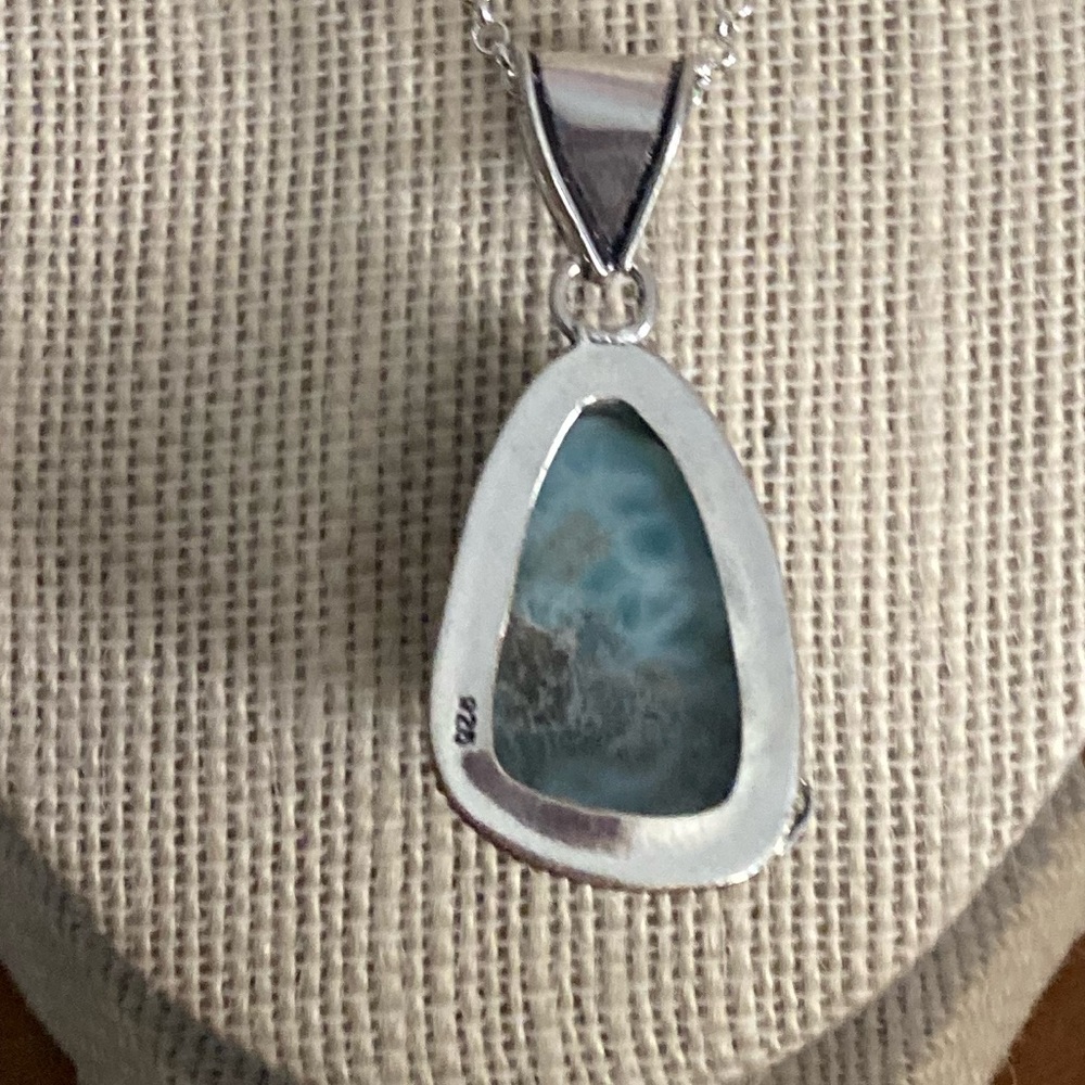Larimar & Sterling Siver Handcrafted Necklace I8” - Picture 2 of 6